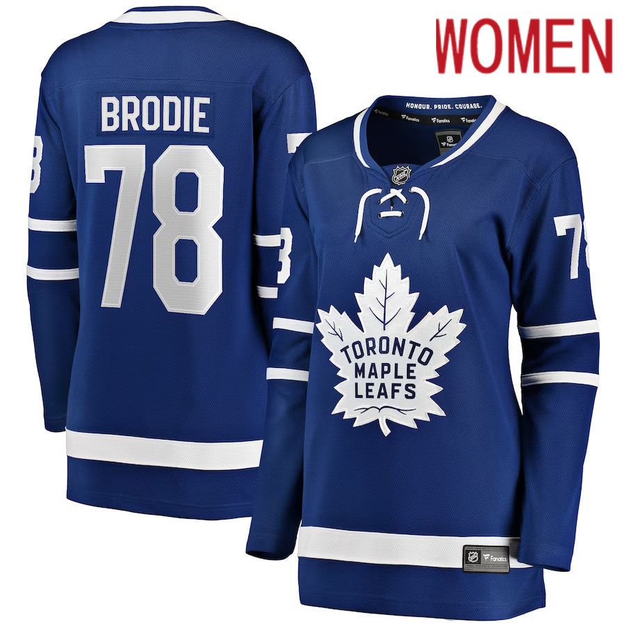 Women Toronto Maple Leafs 78 TJ Brodie Fanatics Branded Blue Breakaway Player NHL Jersey